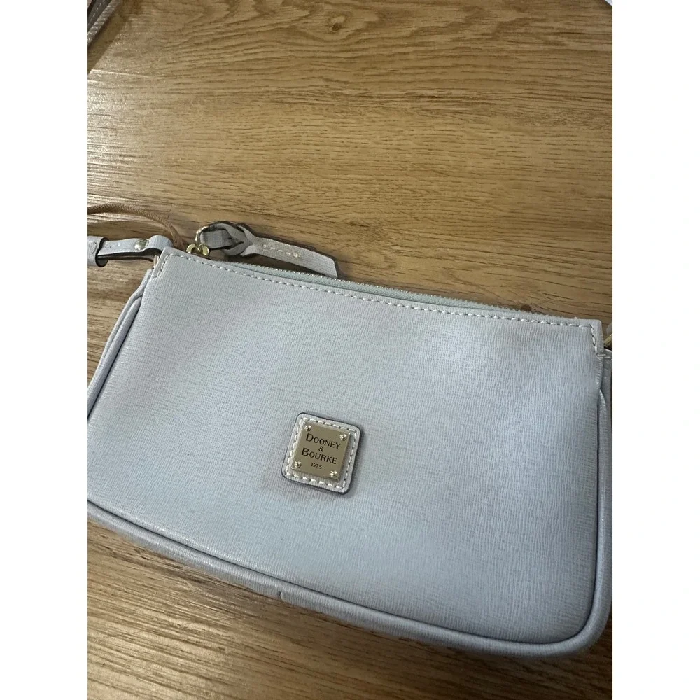 Dooney & Bourke Lexi Saffiano Leather Crossbody Wristlet Pale Blue Bag